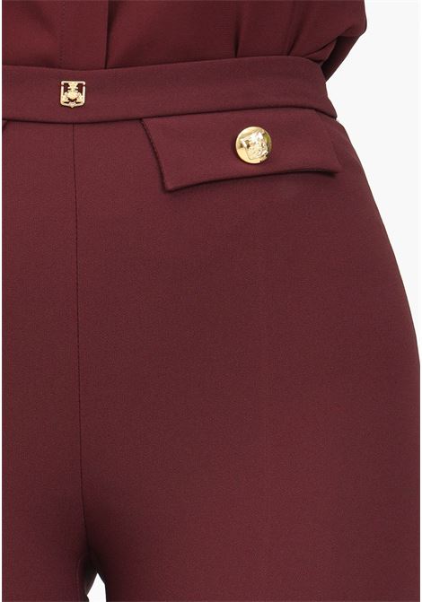 Pantalone elegante bordeaux da donna con rivetto logo ELISABETTA FRANCHI | PA02446E2CG3